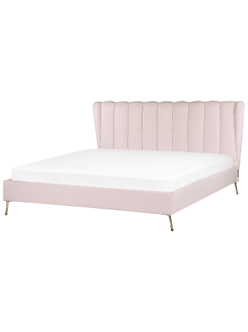 Beliani Doppelbett MIRIBEL in Rosa/Gold - (W) 207 x (H) 112 x (L) 218 cm