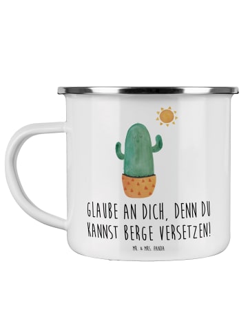 Mr. & Mrs. Panda Emaille Tasse Selbstvertrauen stärken mit Spruch in Weiß