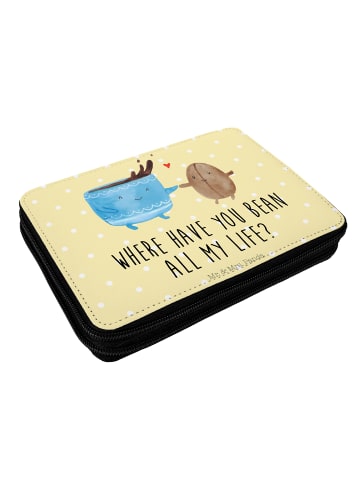 Mr. & Mrs. Panda Bleistiftetui Kaffee Bohne mit Spruch in Gelb Pastell