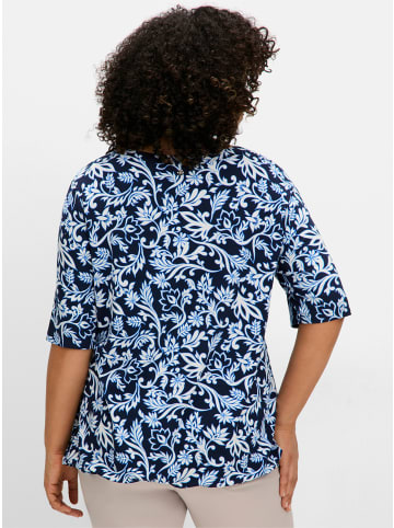 sheego T-Shirt in tiefblau-gemustert
