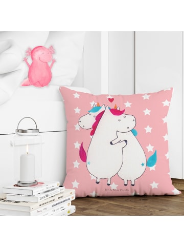 Mr. & Mrs. Panda Kissen Einhorn Mitteilung ohne Spruch in Rot Pastell