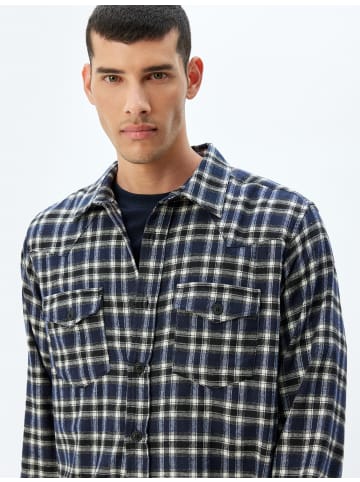 KOTON Shirt in Marineblau Karomuster