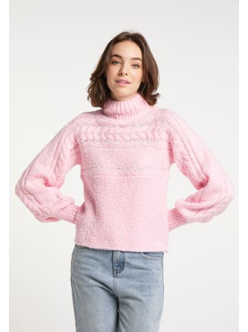 myMo Damen Strickpullover in Rosa Wollweiss