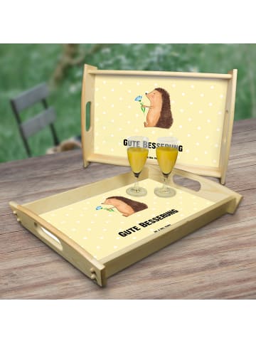 Mr. & Mrs. Panda tablett für bett Igel Blumen mit Spruch in Gelb Pastell