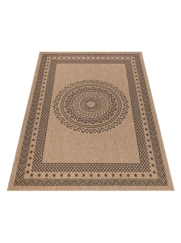 KADIMA DESIGN Teppich Outdoor Flachgewebe Vintage Polypropylen Terrasse in Schwarz