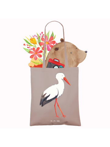Mr. & Mrs. Panda Jutebeutel Storch ohne Spruch in Braun Pastell