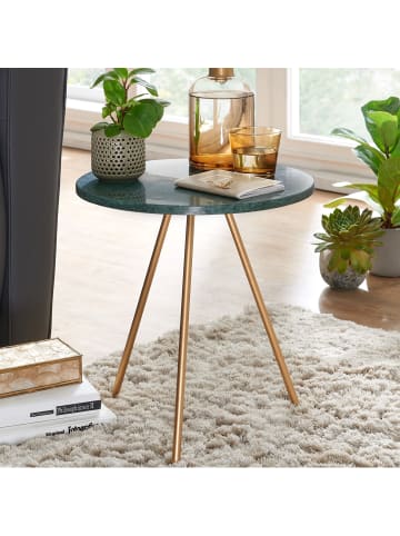 KADIMA DESIGN Beistelltisch | Marmor, 38x38x44cm, Gold, Dreibein