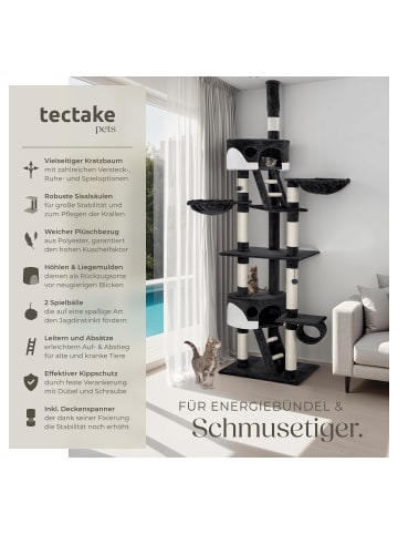 tectake Katzenbaum Hansi 260 cm - Diverse Farben - Schwarz-Weiß
