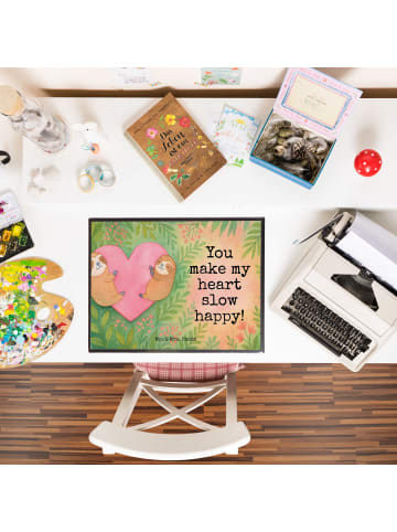 Mr. & Mrs. Panda Tischpad Faultiere Herz Design mit Spruch in Weiß