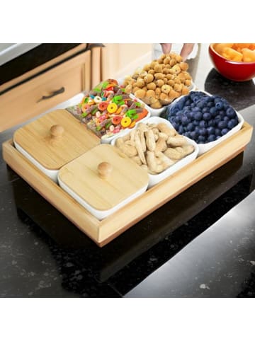 Cheffinger 6-teiliges Bambus Snackschalen-Set mit Deckel – Stilvoll & Praktisch in Holz