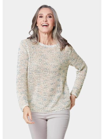 GOLDNER Effektvoller locker gestrickter Bändchengarnpullover in weiß