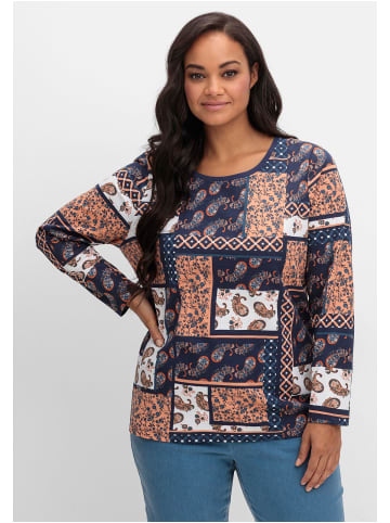 sheego Langarmshirt in papaya gemustert
