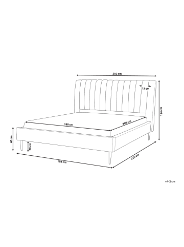 Beliani Doppelbett MARVILLE in Grau - (W) 202 x (H) 124 x (L) 225 cm