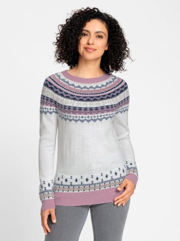 WITT WEIDEN Norwegerpullover in ecru-mauve-gemustert
