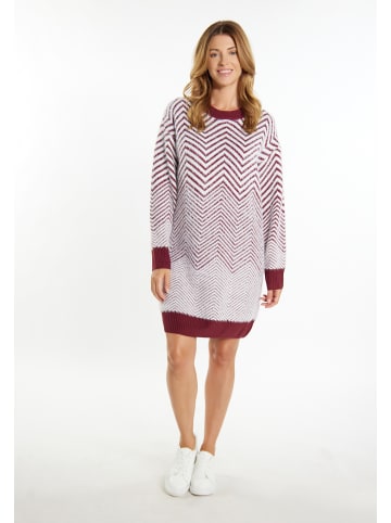usha WHITE LABEL Damen Strickkleid in Dunkelkirschrot Weiss