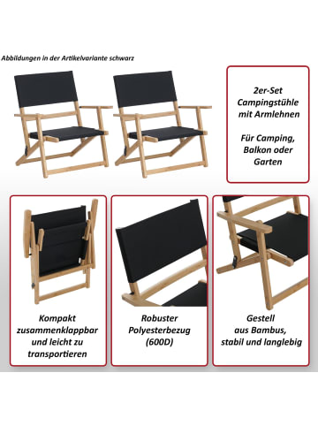 MCW 2er-Set Bambus Campingstuhl Q42, Grün