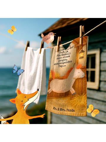 Mr. & Mrs. Panda handtuch gäste wc Pferd Springen Design mit Spruch in Weiß
