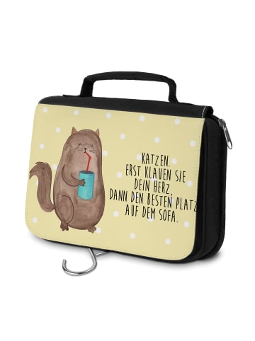 Mr. & Mrs. Panda Waschtasche Katze Dose mit Spruch in Gelb Pastell