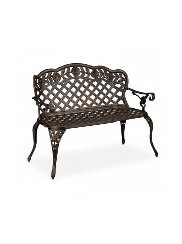 relaxdays Gartenbank in Schwarz/Bronze - (B)111,5 x (H)84 x (T)56 cm