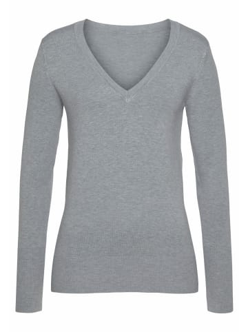 Vivance V-Ausschnitt-Pullover in grau-meliert