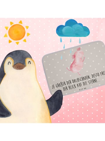 Mr. & Mrs. Panda Badematte Axolotl Tanzen mit Spruch in Grau Pastell