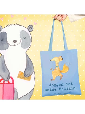 Mr. & Mrs. Panda Shopping Tasche Fuchs Joggen mit Spruch in Sky Blue
