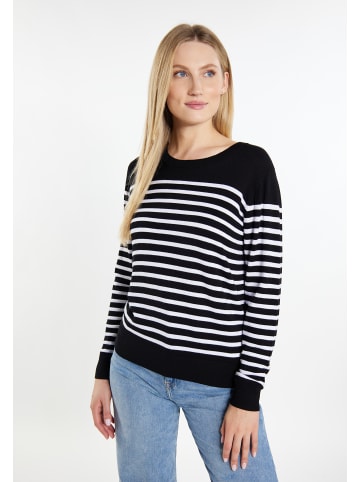 DreiMaster Damen Strickpullover in Schwarz Weiss