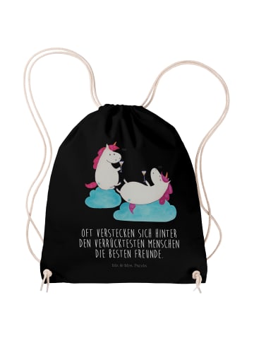 Mr. & Mrs. Panda Jutebeutel Einhorn Sekt mit Spruch in Schwarz