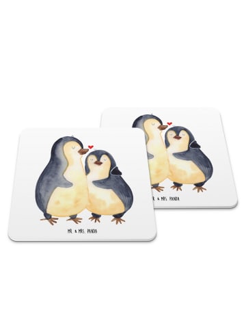 Mr. & Mrs. Panda Tischuntersetzer Pinguine Einschlafen ohne Spruch in Weiß