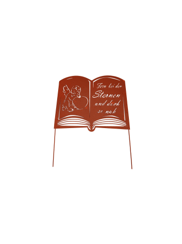 UNUS Grabstecker Rostoptik Buch "In Liebe" in Rost