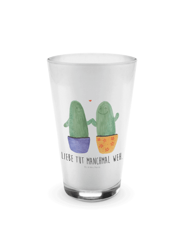 Mr. & Mrs. Panda Wasserglas Kaktus Liebe mit Spruch in Transparent