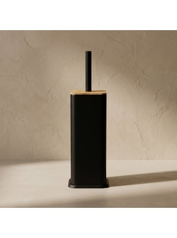 NUXIO WC-Bürste ZETRU mit Bambusdeckel in Schwarz, (B) 11 x (H) 38 x (L) 11 cm