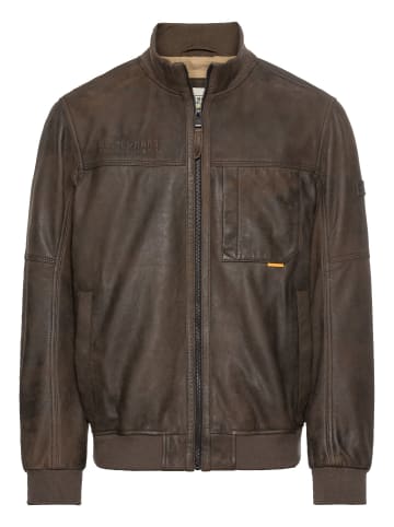 Camel Active Lederblouson mit Strickkragen in Braun