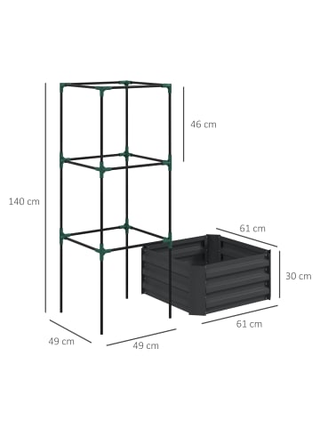 Outsunny Hochbeet mit Rankgitter,61cm x 61cm x 140cm,grau