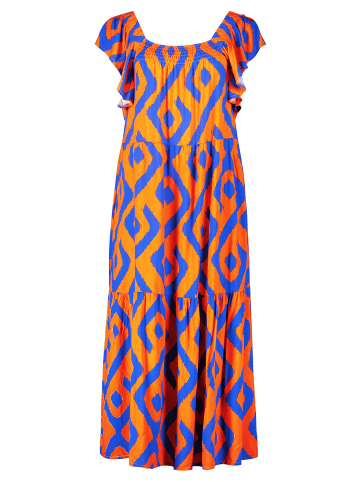 CARTOON Sommerkleid kurzarm in Orange/Blue