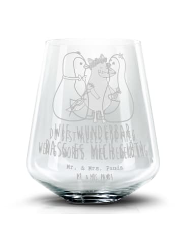 Mr. & Mrs. Panda Cocktail Glas Pinguin Pärchen mit Spruch in Transparent