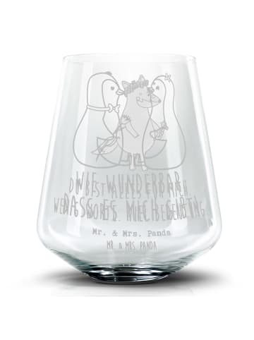 Mr. & Mrs. Panda Glas Pinguin Pärchen mit Spruch in Transparent