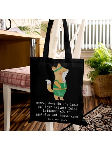 Mr. & Mrs. Panda Tasche Biathlon Trainerin mit Spruch in Schwarz