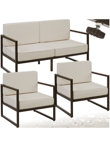 tectake Garten-Loungeset Comosa, höhenverstellbare Füße, braun/beige
