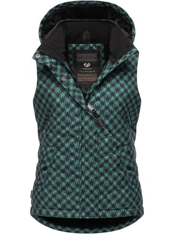 ragwear Steppweste Hesty Print in Ocean Green