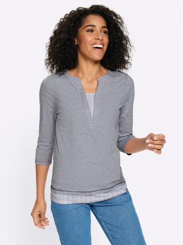 Sieh an! 2-in-1-Shirt in grau-meliert-weiß