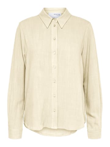 SELECTED FEMME Legere Hemd Bluse Sommer Oberteil Canvas SLFVIVA in Sand