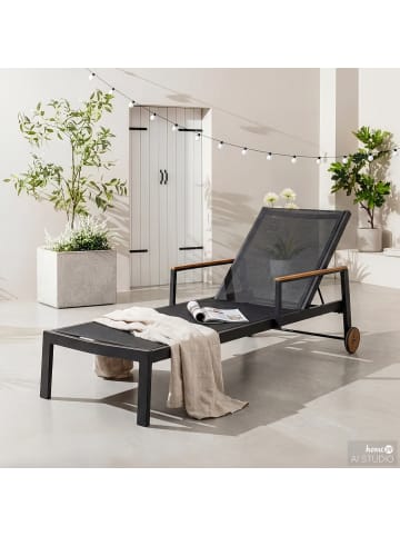 home24 Gartenliege Daly mit Gitterstoff in Braun / Schwarz