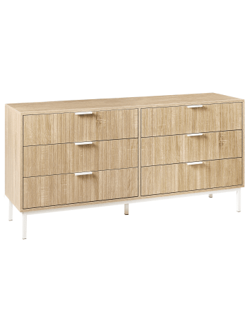 Beliani Kommode ROYALLA in Braun/Weiß - (W) 140 x (H) 68 x (L) 40 cm
