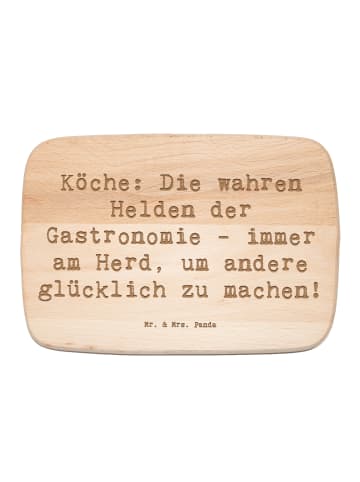 Mr. & Mrs. Panda Holz Servierbrett Spruch Koch Helden mit Spruch in Transparent