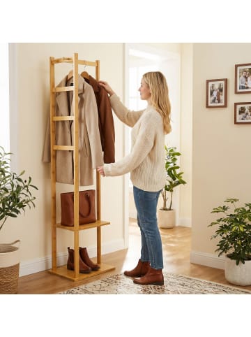 relaxdays Kleiderständer in Natur - (B)38 x (H)155 x (T)30 cm