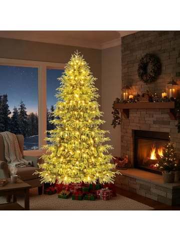 COSTWAY 210 cm Künstlicher Weihnachtsbaum mit Beleuchtung in Grün