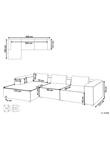 Beliani Ecksofa BRANDE in Braun - (W) 330 x (H) 70 x (L) 184 cm