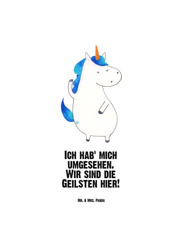 Mr. & Mrs. Panda Trinkflasche Edelstahl Einhorn Mann mit Spruch in Weiß