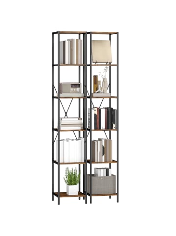 HOMCOM Bücherregal-30L x 30B x 174,5Hcm-Rustikal-Braun